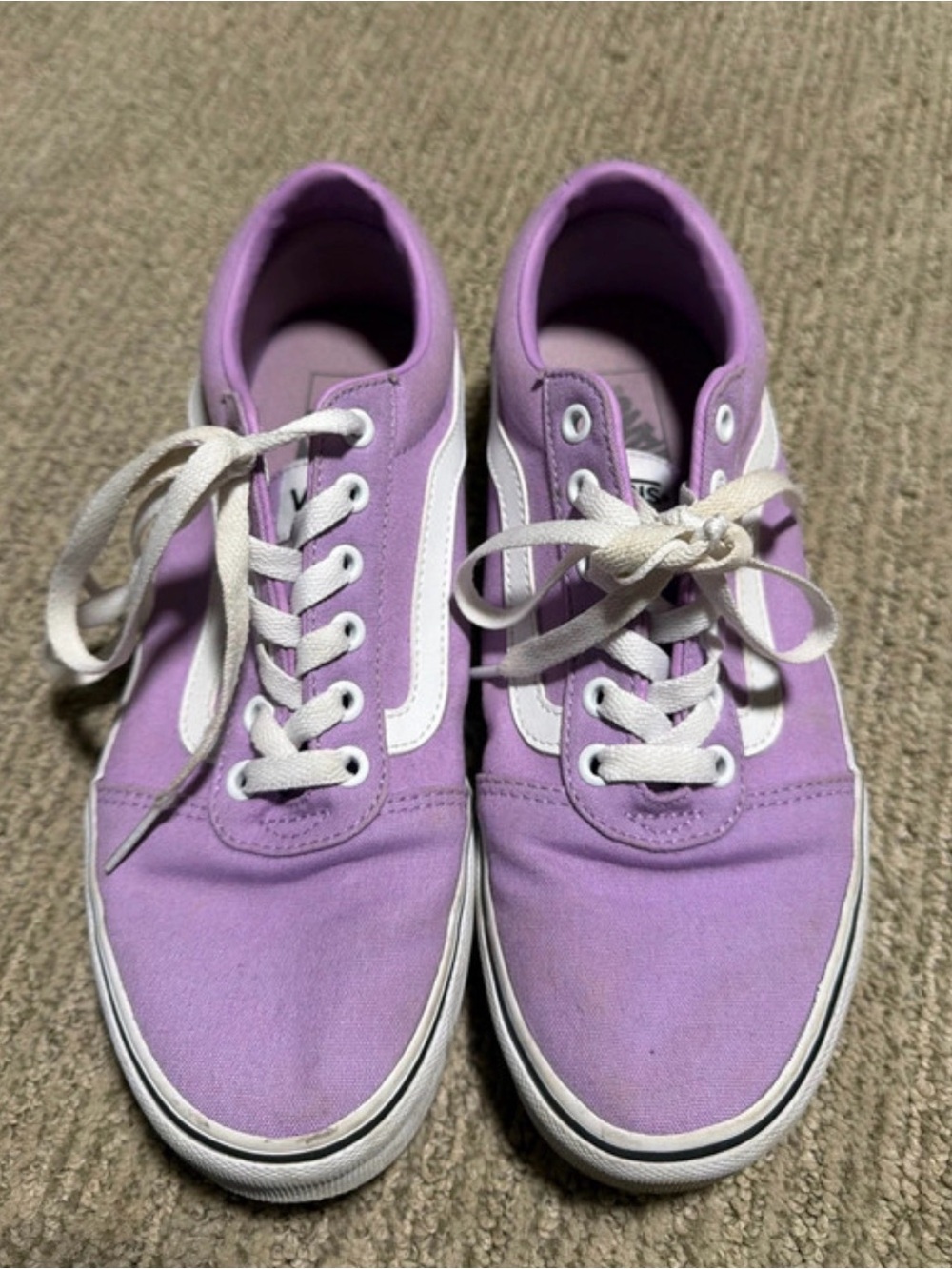 Vans Lavender Low-Top Canvas Sneakers with White Side Stripe